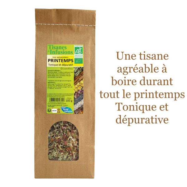 Herboristerie Tisane BIO saisonnière Printemps: Tonique et dépurative