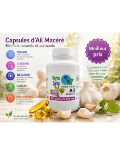 Capsules d'ail macéré 500mg - Santé cardiovasculaire - 110 ou 220 capsules