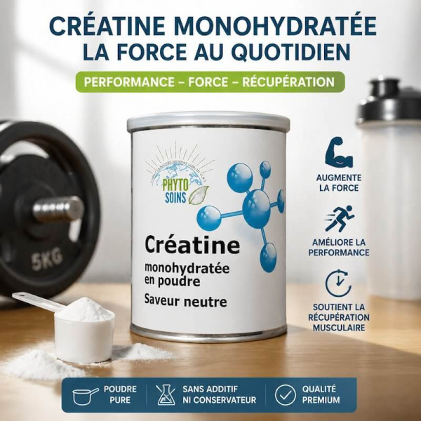 Pot de 400g de Créatine monohydratée - Performance physique - 400g