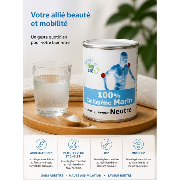 Collagène Marin 100% pur - jeunesse de la peau et des articulations - Phytosoins