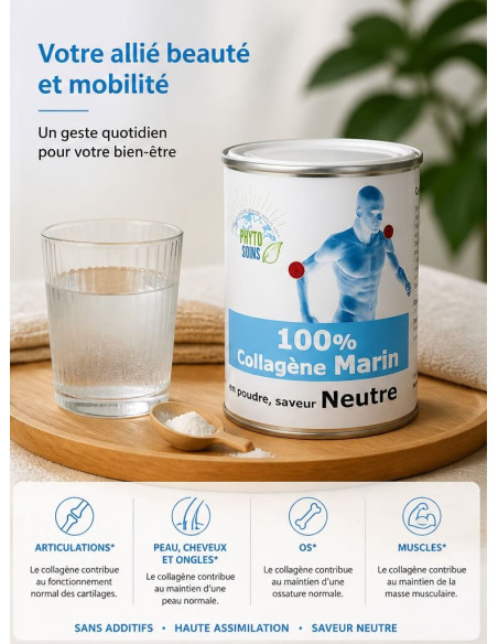 Collagène Marin 100% pur - jeunesse de la peau et des articulations - Phytosoins