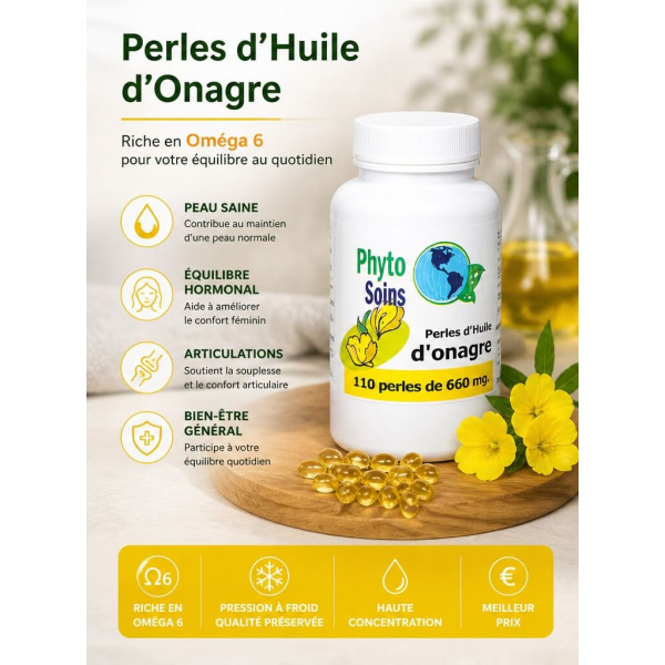Huile d'Onagre 1ère pression à froid - peau - équilibre hormonal - Articulation | Phyto-soins