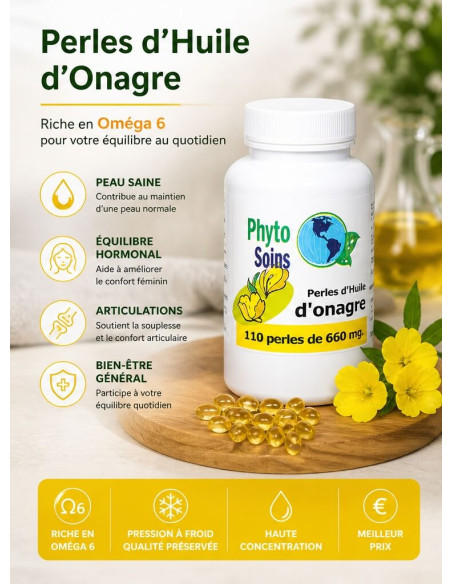 Huile d'Onagre 1ère pression à froid - peau - équilibre hormonal - Articulation | Phyto-soins