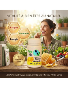Gelée royale 200mg - immunité & fatigue - 50 Gélules de 200mg | Phytos-soins