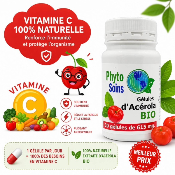 Acérola BIO Vitamine C naturelle - Vitalité & immunité - Phyto-soins