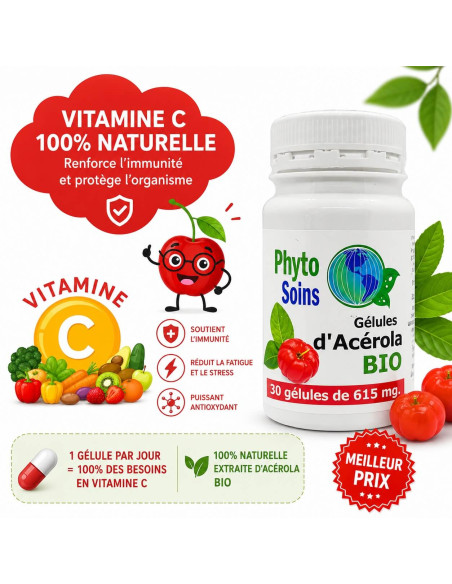 Acérola BIO Vitamine C naturelle - Vitalité & immunité - Phyto-soins