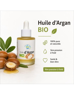 Huile d'Argan BIO - 100% pure et naturelle - 50ml phyto-soins