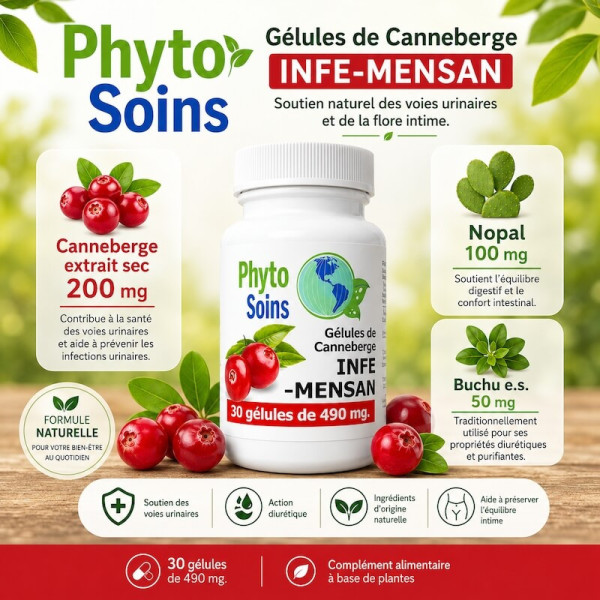 Canneberge/Buchu - Santé Urinaire - Boite de 30 gélules 490mg - phyto-soins