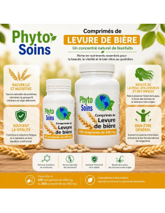 Levure de Bière - Ongles et Cheveux - 200 ou 800 comprimés de 390mg -Phyto-soins