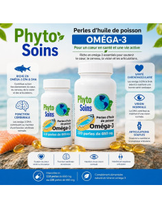 Oméga 3 - Capsules d'huile de saumon riche - 110 ou 220 capsules à 500mg - Phyto-soins