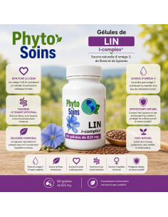 Fibres et Oméga 3 - Graines de Lin - 60 Gélules de 407mg - phyto-soins