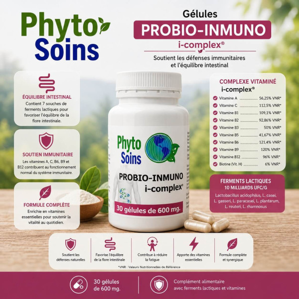 Probiotique & immunité - 30 gélules avec 7 souches bactériennes - Phyto-soins
