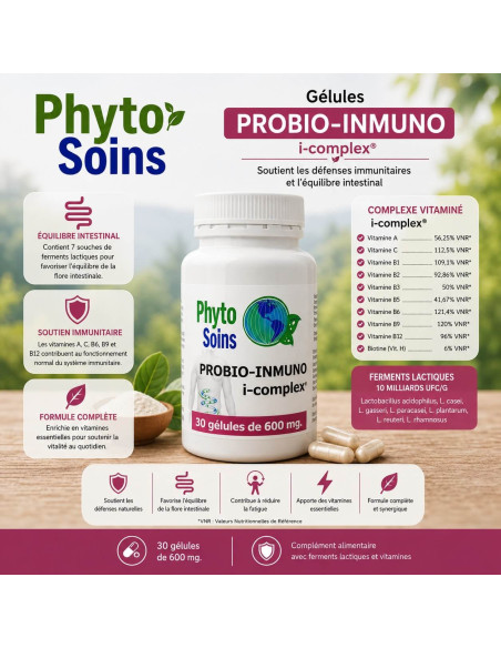 Probiotique & immunité - 30 gélules avec 7 souches bactériennes - Phyto-soins