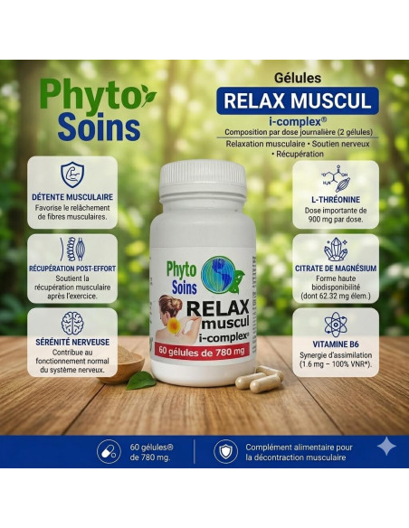 Relax muscul - Décontraction Musculaire - 60 gélules - Phyto-soins