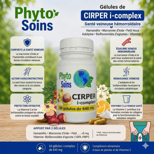 Cirper i-complex - Santé Veineuse Hémorroïdaire - 60 gélules - phyto-soins