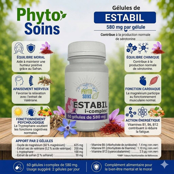 Safran - Valériane - Équilibre Émotionnel & Sérénité - 60 gélules - Phyto-soins