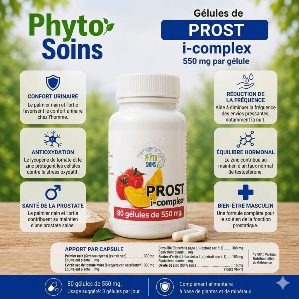 Prost I-complex- Confort urinaire & Prostate - 80 gélules - Phyto-soins