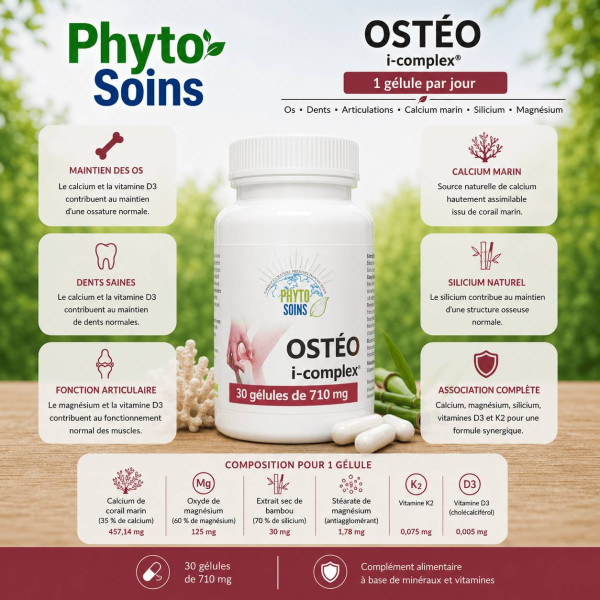 Ostéo i-complex- Pour des Os costauds - 30 gélules soit 1 mois - Phyto-soins