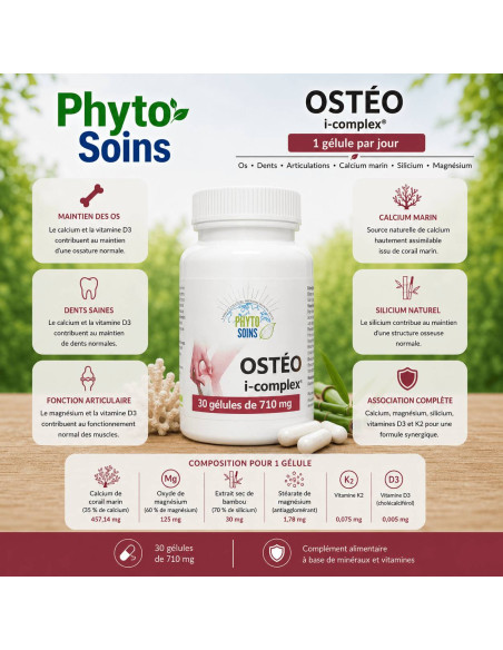 Ostéo i-complex- Pour des Os costauds - 30 gélules soit 1 mois - Phyto-soins