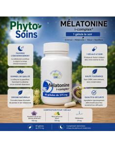 Mélatonine, tilleul et Passiflore- Sommeil et décalage horaire - 60 gélules - Phyto-soins