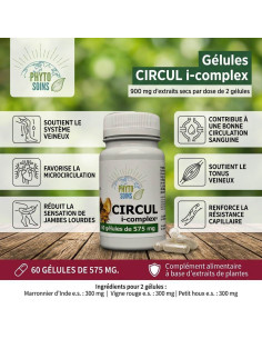 Gélules Marron, Vigne et petit Houx - Circulation Veineuse - 60 gélules - Phyto-soins