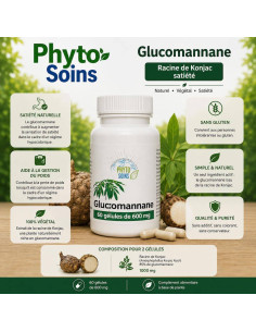 Gélules Glucomannane (racine de Konjac) - Poids et cholestérol - Phyto-soins