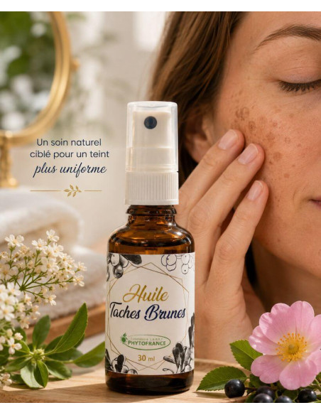 Huile Taches Brunes BIO Phytofrance par phyto-soins illustration