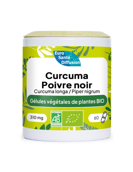 Boite de 60 ou 250 gélules de Curcuma - Poivre noir (Curcuma longa - Piper nigrum) 310mg BIO - Phytofrance